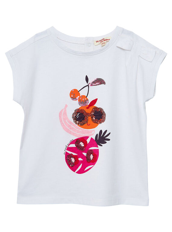 Camiseta de color crudo con estampado frutal JAVITI / 20S901D1TMC001