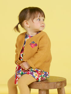 Cárdigan de color mostaza con bordado para bebé niña MIMIXCAR / 21WG09J1CARB106