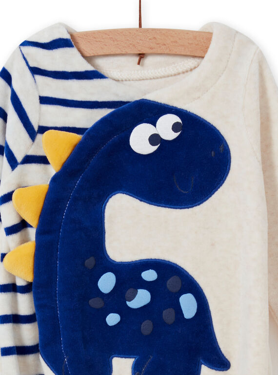 Pelele de color crudo jaspeado con estampado de dinosaurio para bebé niño MEGAGRENOS / 21WH1485GRE006