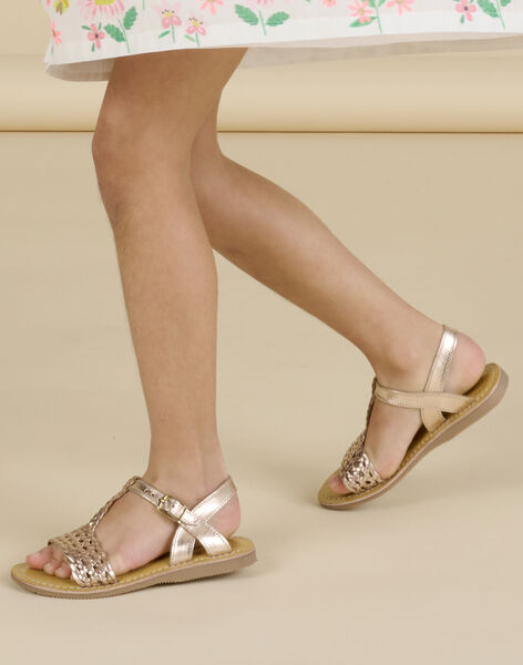 Sandalias doradas con trenzado niña : comprar online - Sandalias DPAM