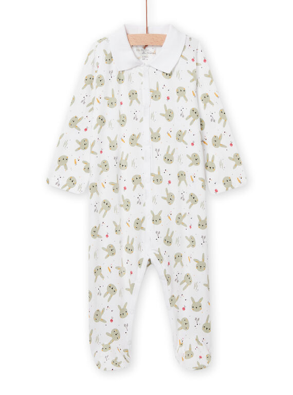 Pelele de color blanco con estampado de conejos para recién nacido NOU2GRE3 / 22SF0451GRE000