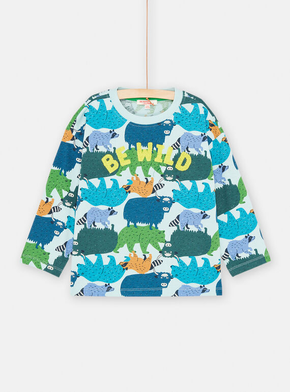 Camiseta azul ártico con estampado animal para niño SODUTEE4 / 23W902P2TMLC219