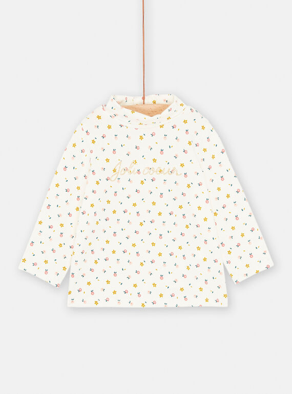 Jersey fino de color crudo con cuello alto para bebé niña SIDUSOUP / 23WG09P1SPL001