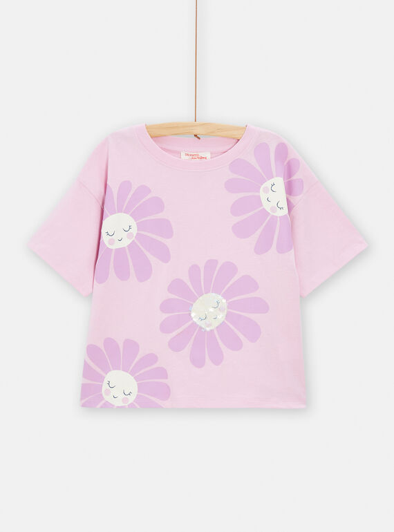 Camiseta rosa con lentejuelas para niña TAJOTI2 / 24S901B2TMCH705