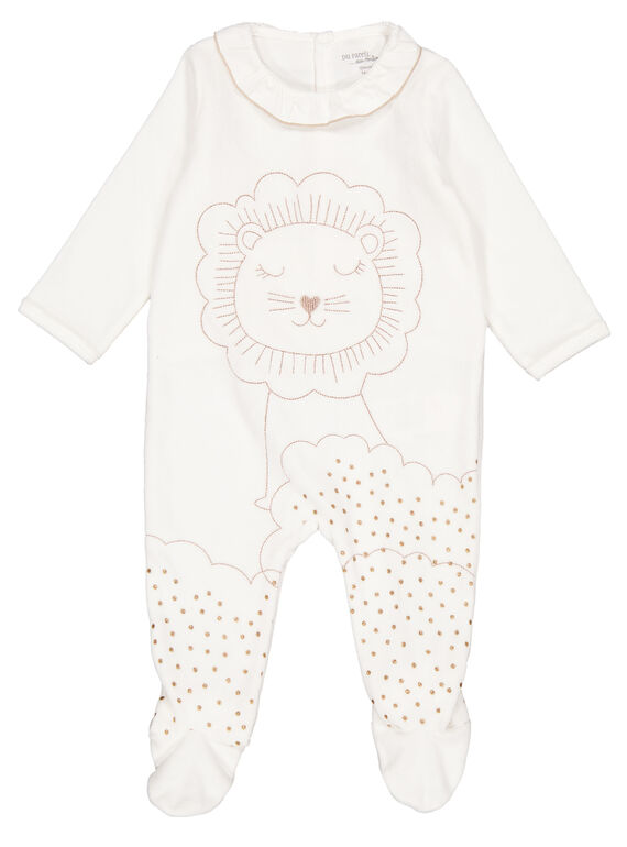 Pelele de color crudo de terciopelo para niña recién nacida GEFIGREJAU / 19WH13N8GRE001