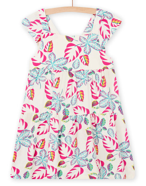 Vestido crudo oscuro, rosa y azul para niña NAJOROB10 / 22S901C3ROB003