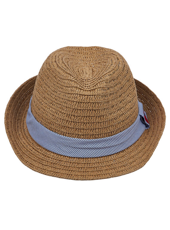 Sombrero de paja con lazo bordado de rayas azules y blancas para niño JYOWECHAP1 / 20SI0292CHA009