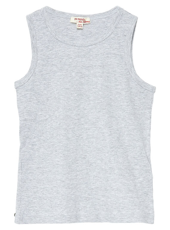 Camiseta de tirantes de color gris jaspeado de canalé para niño JOESDEB3 / 20S90261D27J922
