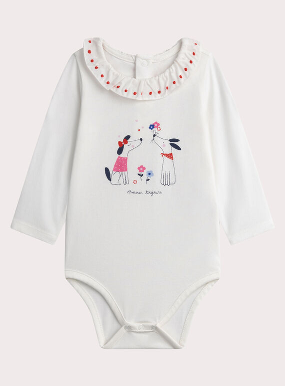 Body de bebé niña con cuello crudo WIKABOD / 25SG0932BODA001