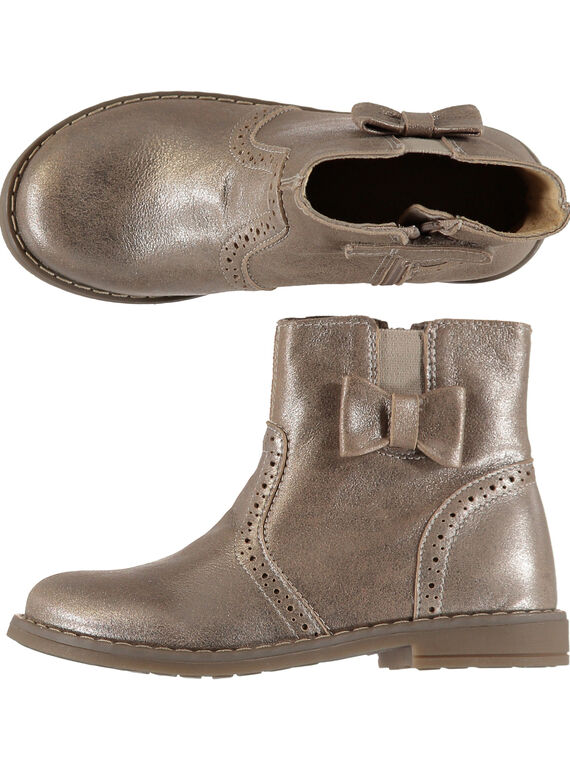 Botas de piel metalizadas de color dorado para niña GFBOOTGOLD / 19WK35I3D0D954