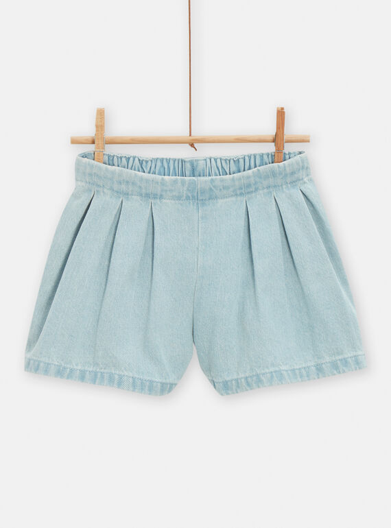 Short vaquero plisado de color azul claro para niña TACLUSHORT1 / 24S901O2SHOP272