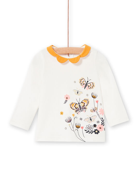 Camiseta de color crudo y amarillo, para bebé niña LIPOEBRA / 21SG09Y1BRA001