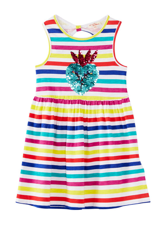 Vestido sin mangas de rayas y color fresa de lentejuelas mágicas JAMAROB5 / 20S901P5ROB000