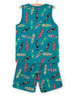 Pijama de camiseta de tirantes y short azul con estampado de skateboard turquesa, para niño NEGOPYCSKA / 22SH12H1PYJC217