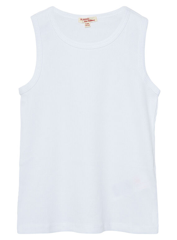 Camiseta de tirantes de color blanco de canalé para niño JOESDEB1 / 20S90262D27000