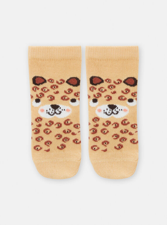 Calcetines azafrán con estampado de leopardo para bebé niño TYUCRICHO1 / 24SI1084SOQ113