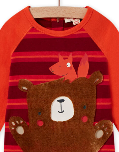 Camiseta de color coral, rojo y marrón con estampado de oso para bebé niña MUFUNTEE2 / 21WG10M1TML504