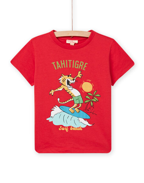 Camiseta roja con estampado de tigre surfero para niño NOJOTI6 / 22S902C2TMCF524