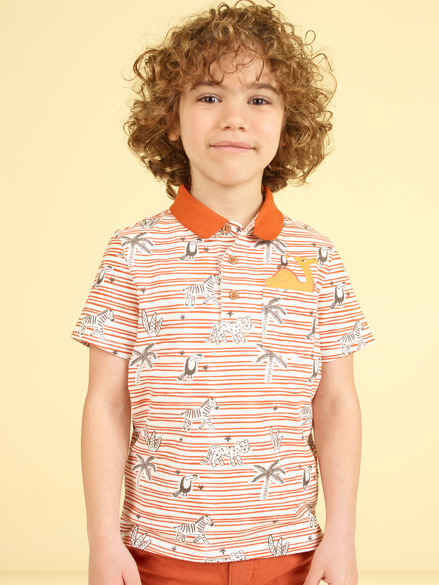 Polo de rayas de manga corta de color crudo para nino comprar online Polos y camisas DPAM