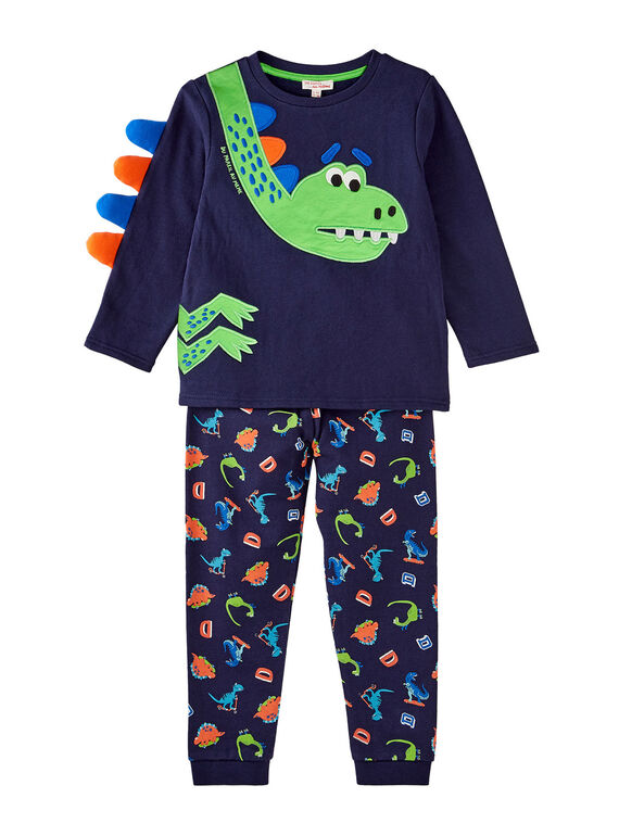 Pijama de color azul noche con dinosaurio fosforescente para niño JEGOPYJDINO / 20SH12C1PYJ705