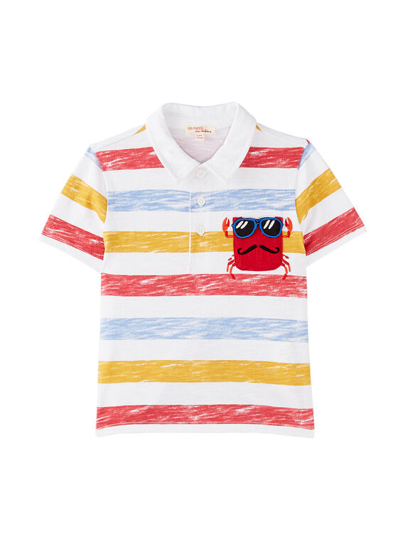 Polo de color crudo de rayas estampadas con bolsillo de cangrejo para niño JOCEAPOL / 20S902N1POL000