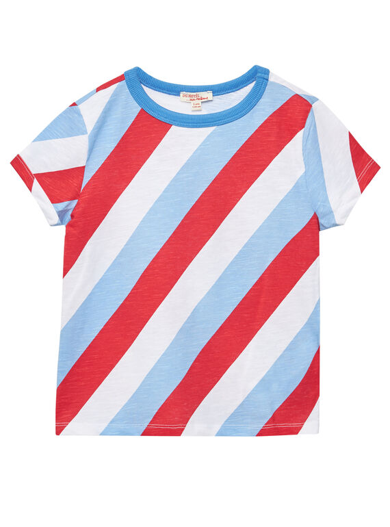 Camiseta de manga corta de rayas tricolor al bies JOCEATI1 / 20S902N1TMC000
