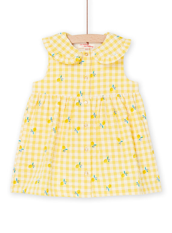 Vestido sin mangas amarillo con estampado de cuadros RIBALROB2 / 23SG09W1ROB001