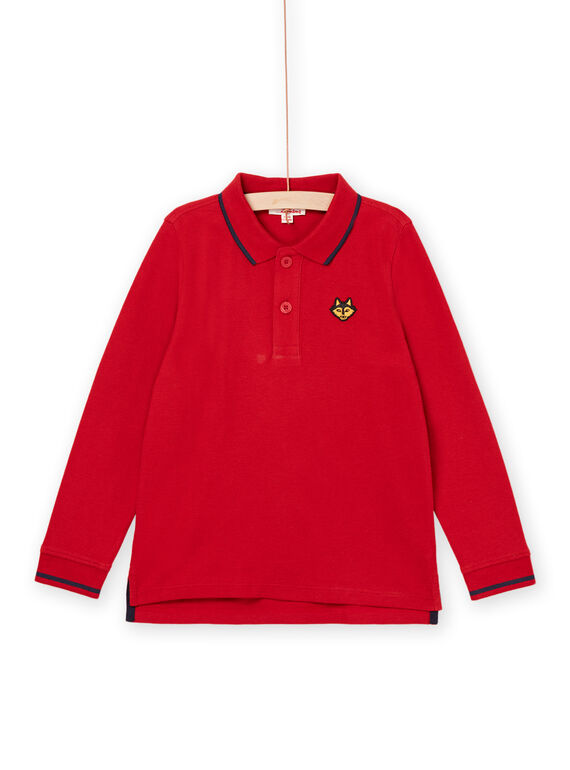 Polo rojo con estampado de cara de lobo bordado POJOPOL4 / 22W902D3POL505