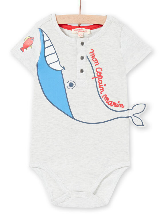 Body de color gris jaspeado para bebé niño LUVIBOD / 21SG10U1BODJ920