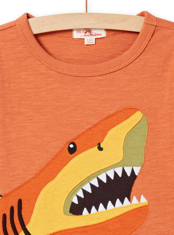 Camiseta de color rojizo con estampado de tiburón para niño NOVITEE2 / 22S902M1TML408