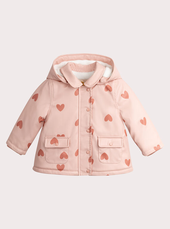 Impermeable rosa con capucha extraíble para bebé niña  VIJOIMP / 24WG09E1IMP030