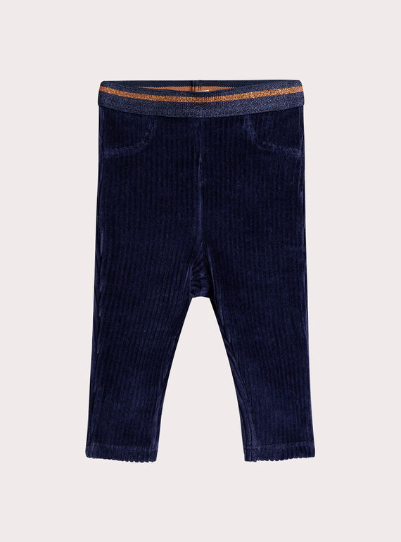 Pantalones de terciopelo azul medianoche para niña  VIROPAN2 / 24WG09P2PAN070