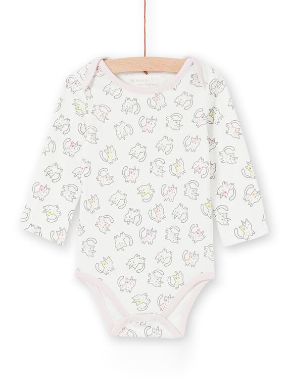 Body de manga larga con estampado de gato-unicornio multicolor para bebé niña LEFIBODANI2 / 21SH1328BDL001