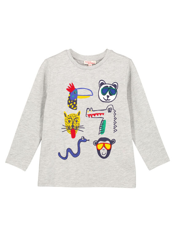 Camiseta de manga larga de color gris jaspeado GOMUTEE2 / 19W902F3TML943