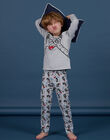 Pijama de camiseta y pantalón gris jaspeado con estampado de monstruo y detalles fluorescentes para niño NEGOPYJMON / 22SH12G4PYJJ922