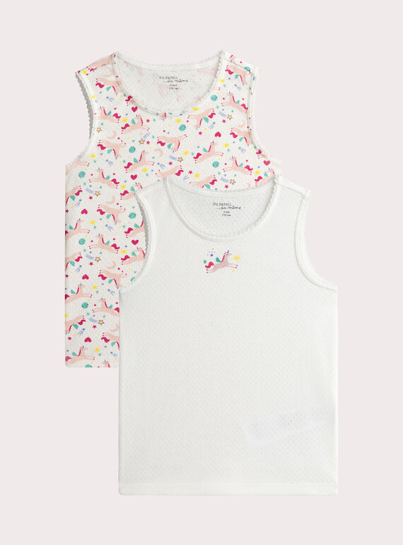 Lote de 2 camisetas de tirantes con motivo de unicornio para niña  VEFATDEBUNI / 24WH1181HLI001