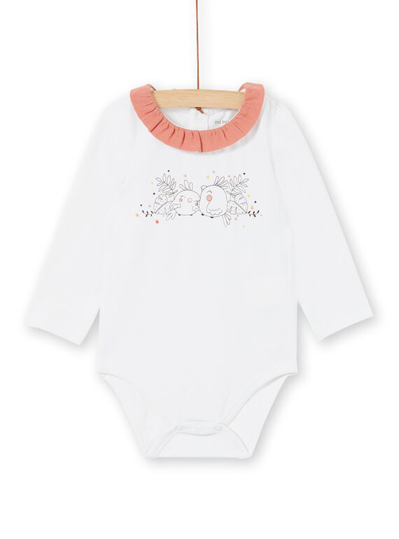 Body con cuello en contraste de color blanco para niña recién nacida LOU1BOD4 / 21SF03H2BOD000