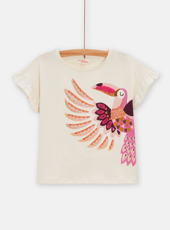 Camiseta de color crudo con dibujo de tucán para niña TACRITI2 / 24S901L1TML003