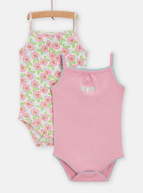 Pack de 2 bodis de color crudo y rosa para bebé niña TEFIBODTRO / 24SH1372BDL001