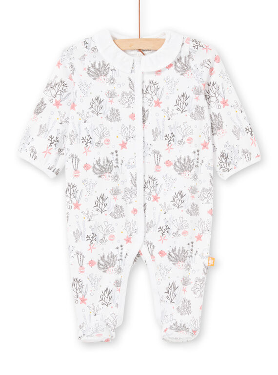 Pelele de color blanco con estampado de fondo marino para niña recién nacida LOU2GRE1 / 21SF03I1GRE000