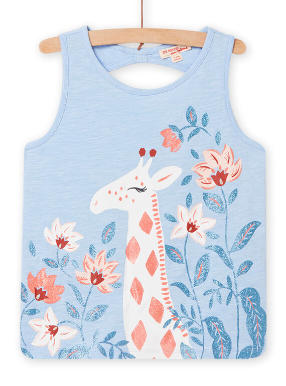 Camiseta de tirantes azul pastel con estampado de jirafa y flores para niña NASANDEB / 22S901S1DEBC236