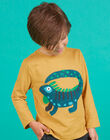 Camiseta de manga larga de color amarillo con estampado de iguana para niño MOTUTEE2 / 21W902K3TMLB101