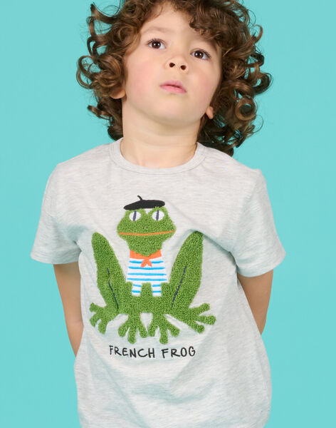 Camiseta gris jaspeado con estampado de rana para niño NOHOTI3 / 22S902T6TMCJ920