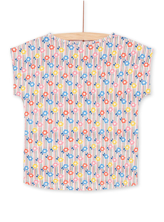 Falda de rayas de color rosa y azul, con estampado floral, para niña LAHATI2 / 21S901X2TMC001
