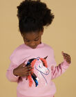 Sudadera rosa forrada con estampado de unicornio con lentejuelas reversibles para niña NAVISWEA / 22S901M1SWED326