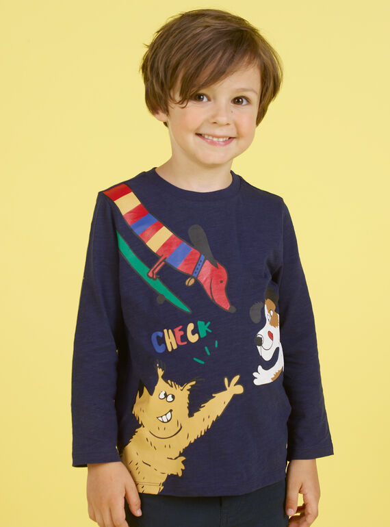 Camiseta de color azul marino para niño MOMIXTEE5 / 21W902J4TML717