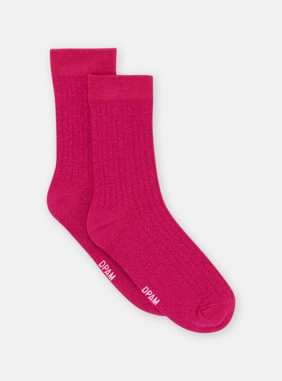 Calcetines rosas de lúrex para niña SYAJOSCHO4 / 23WI01M4SOQ310