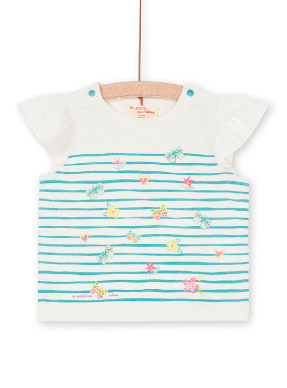 Camiseta de rayas de color blanco y azul, para bebé niña LIVERTI2 / 21SG09Q1TMC001