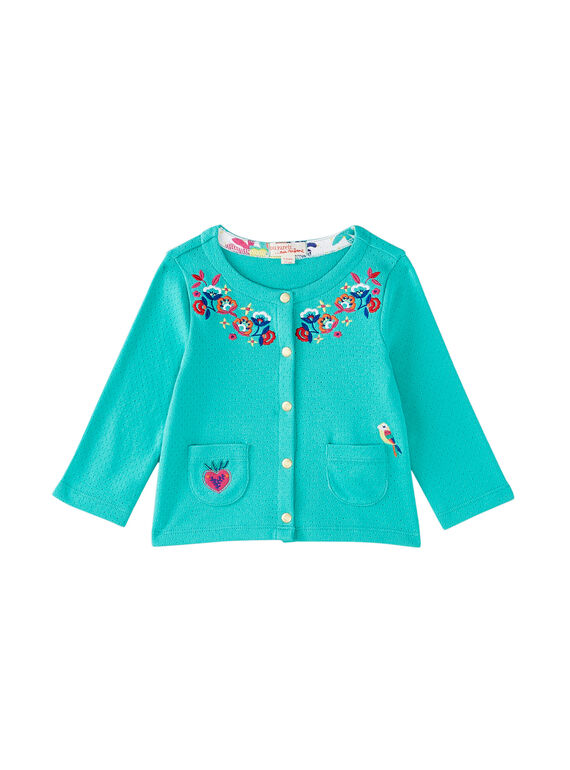 Cárdigan de punto de color turquesa para bebé niña JIMARCAR / 20SG09P1CAR310