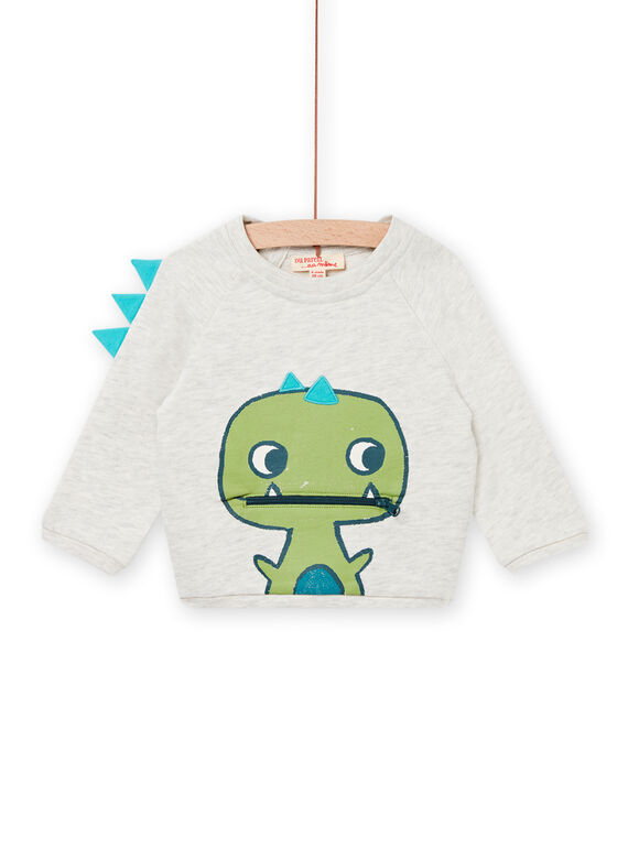 Sudadera de color beige jaspeado para bebé niño NUGASWE / 22SG10O1SWEA011